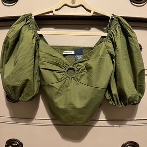 Abercrombie Puff Sleeve Keyhole Top